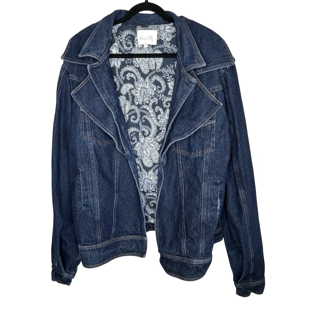 Johanna Ortiz Its All Good Denim Jacket 10 Western Slouchy Open Oversize Luxe